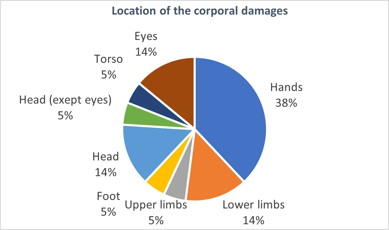 Location of the corporal damages