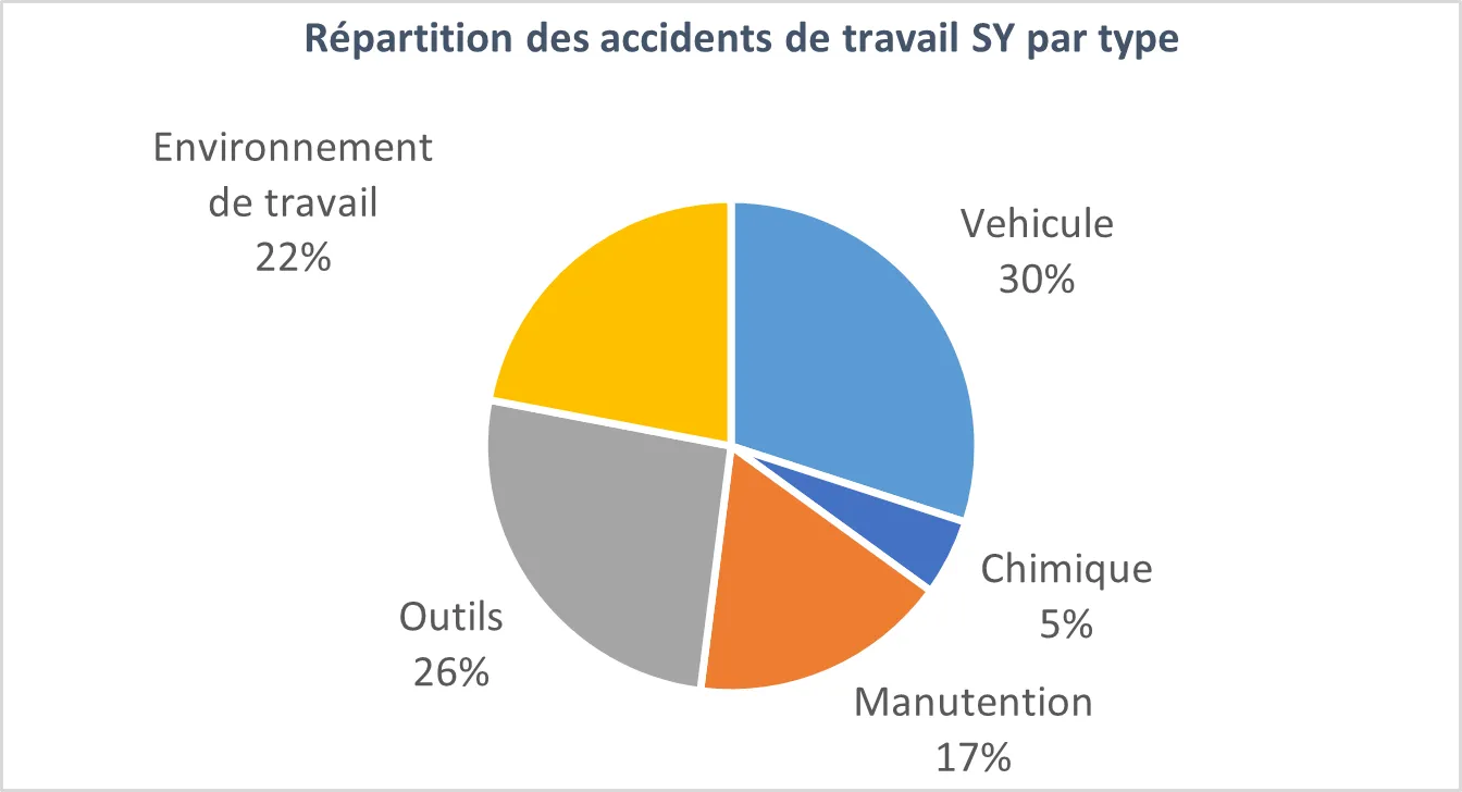 Repartition des accidents de travail SY par type